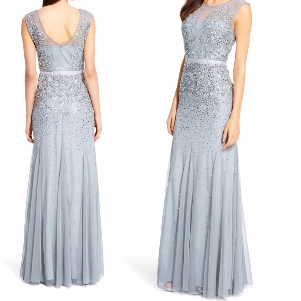 Adrianna Papell Blue Mist Sequin Gown
